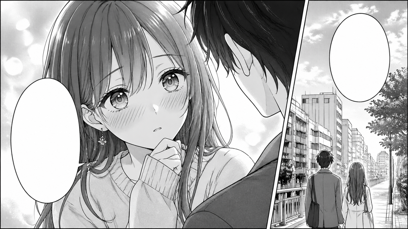 Romantic slice-of-life manga panel template