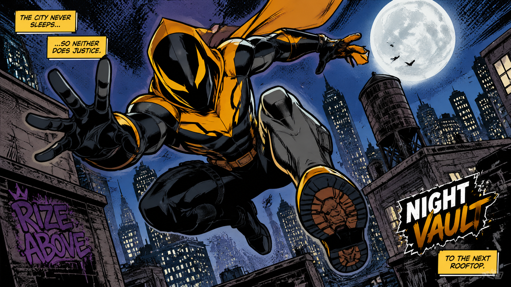 Original superhero comic art panel