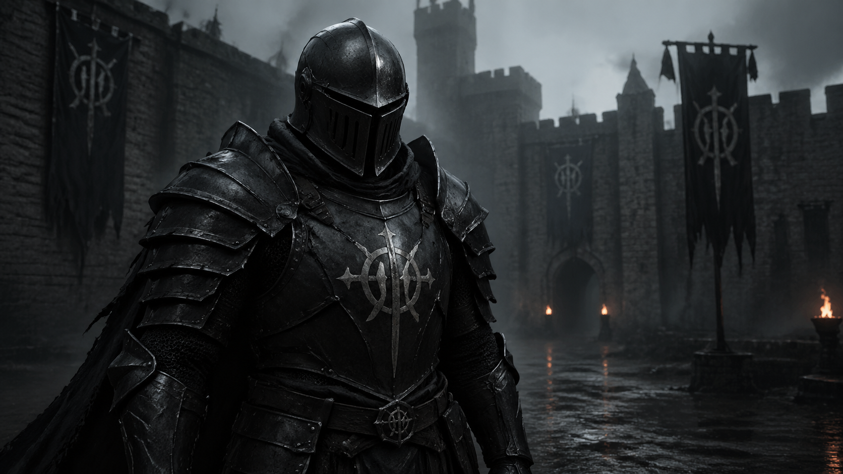 Dark medieval knight armor