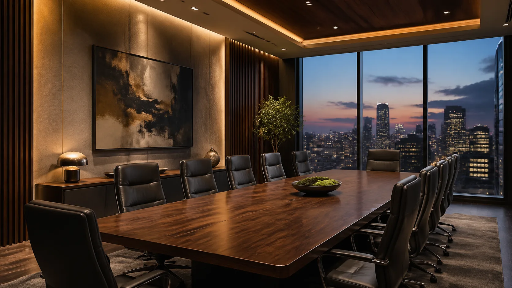 Create a cozy executive meeting room concept art