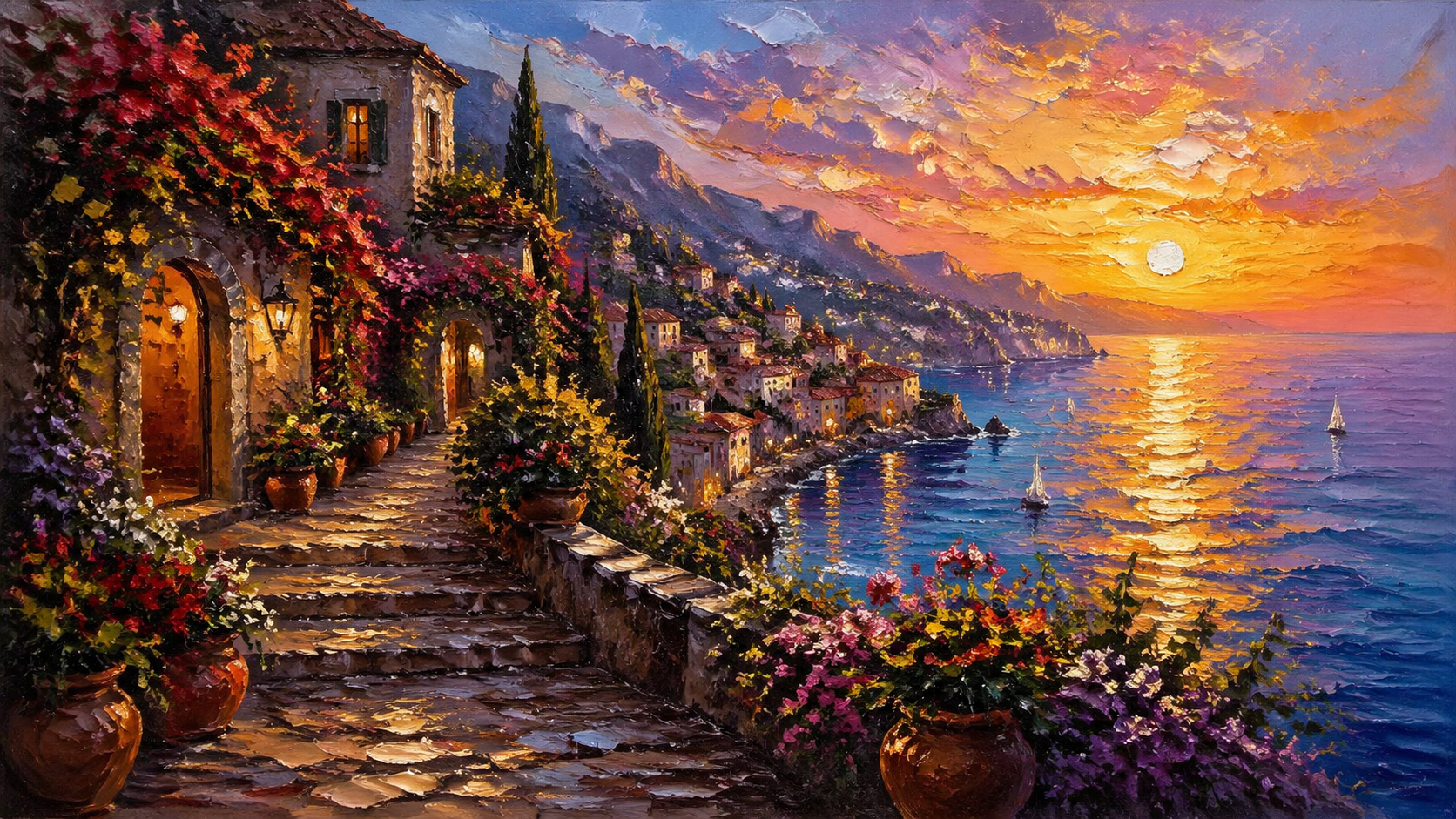 Oil Palette Knife Paintings AI image generation example 1
