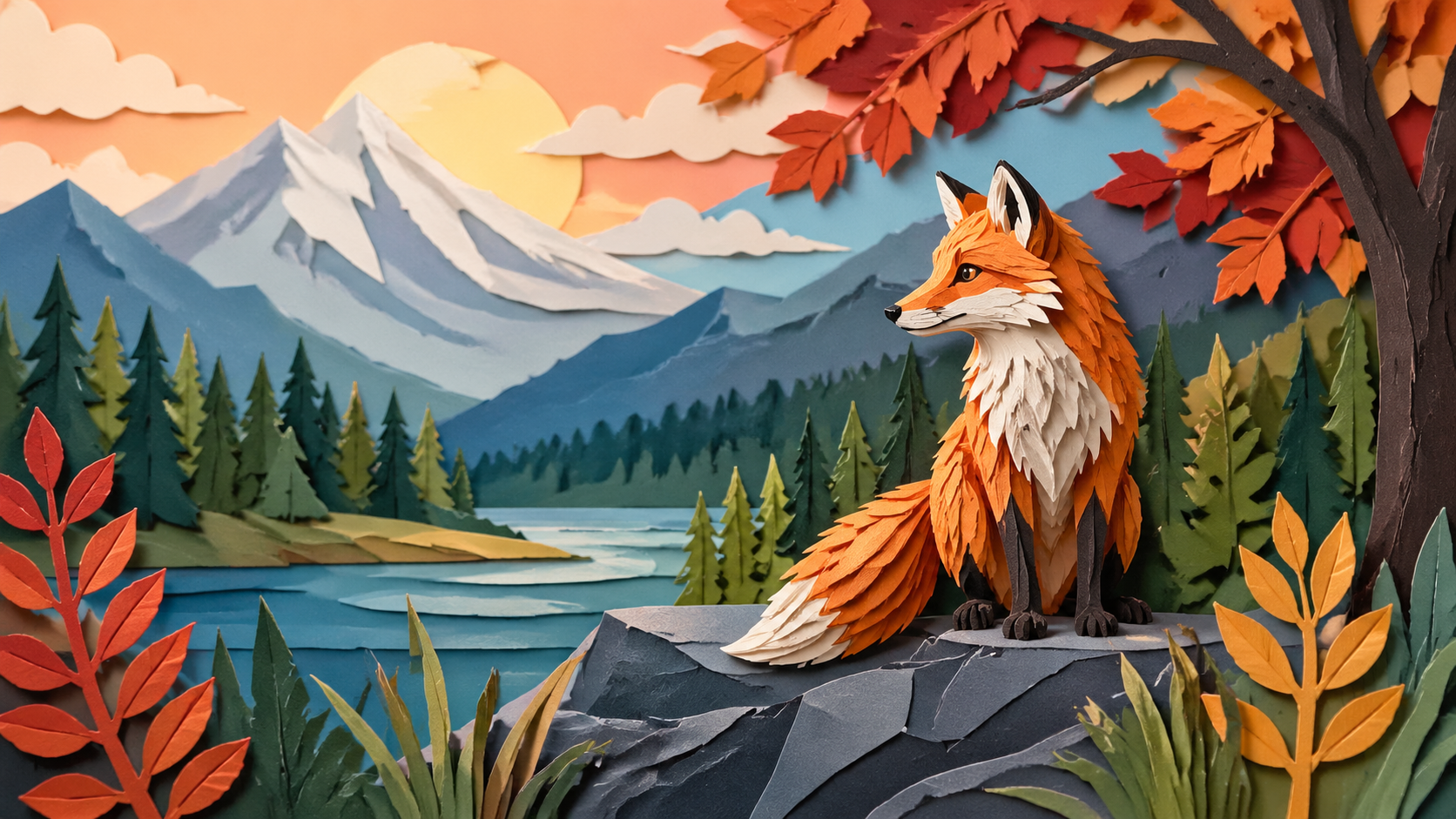Paper Cutout Craft Art AI image generation example 1
