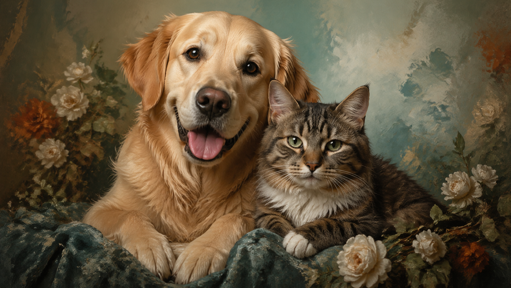 Custom dog and cat portraits with expressive personalities