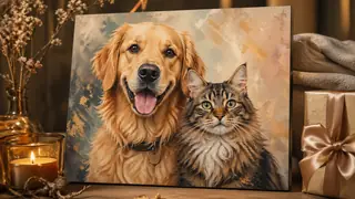 Close-up or alternate layout for custom dog and cat portraits with expressive personalities