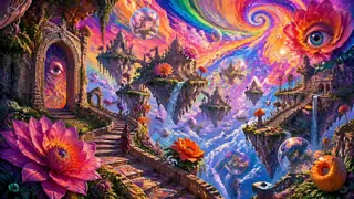 AI generated psychedelic dreamscapes example 1