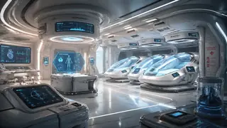 Futuristic spaceship medical bay