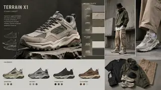 Sneaker design mockups with material panels