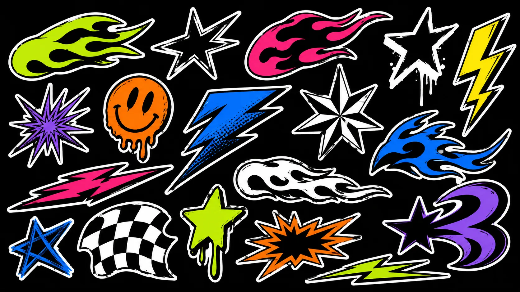 Create a bold decal asset set