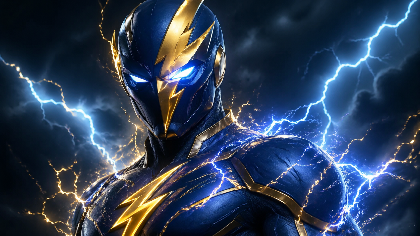 Masked electric-powered hero avatar