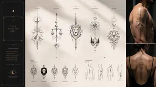 Second variation of tattoo concept sketches with clean linework