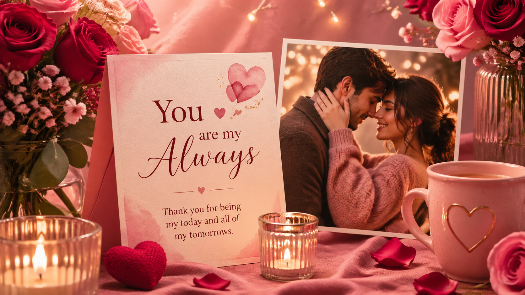 Romantic Valentine art with heartfelt cards