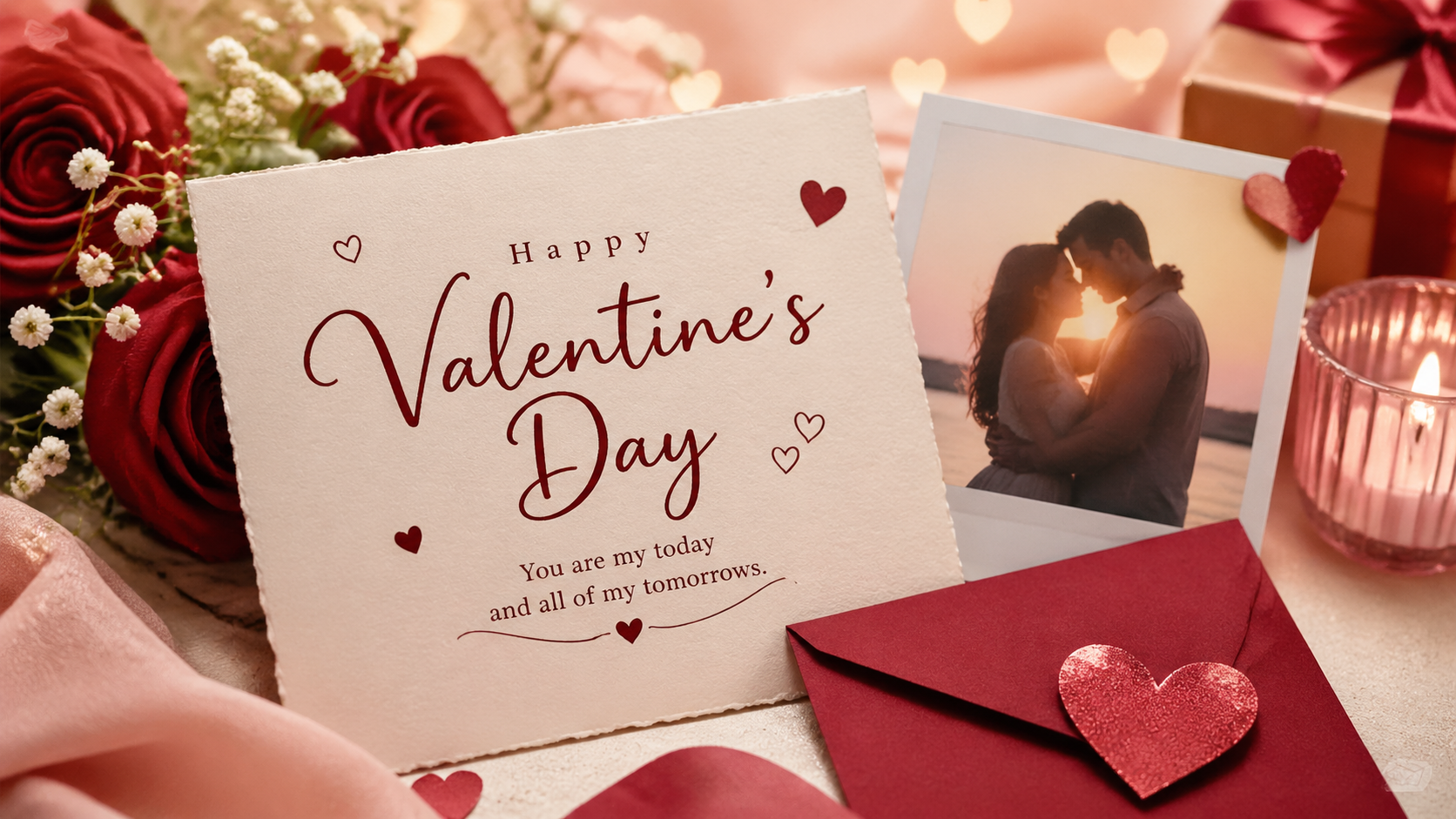 Close-up or alternate layout for romantic Valentine art with heartfelt cards