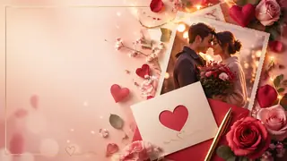 Second variation of romantic Valentine art with heartfelt cards