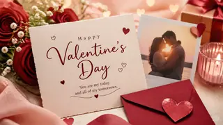 Close-up or alternate layout for romantic Valentine art with heartfelt cards