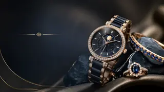 Second variation of watch and jewelry design visuals with premium materials