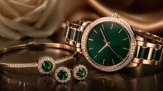 Close-up or alternate layout for watch and jewelry design visuals with premium materials