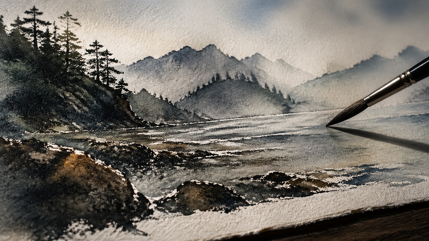 Watercolor Landscape Paintings AI image generation example 2