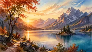 Watercolor Landscape Paintings AI image generation example 1