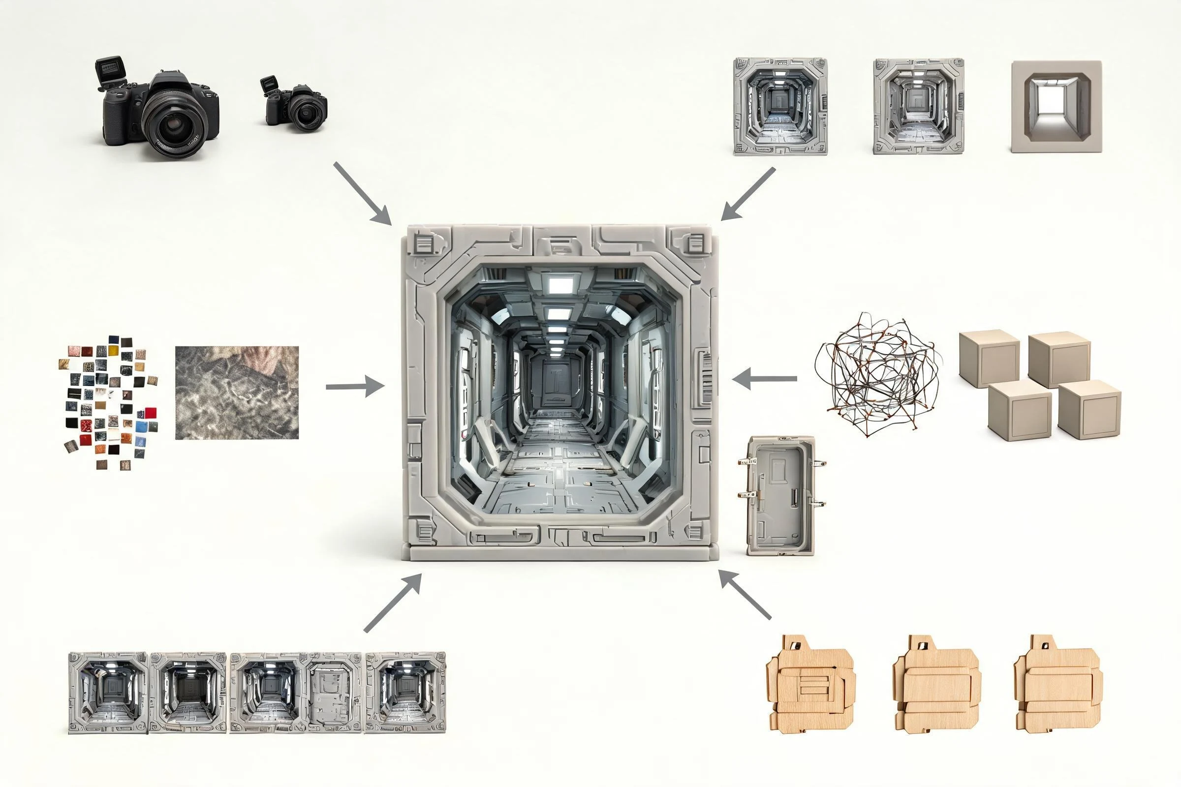 Conceptual illustration of project-specific 3D asset optimization factors.