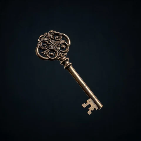 Brass antique key 3D model preview